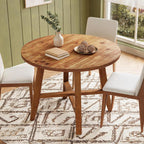 Solid Wood Round Dining Table for 2-4, 31.5-Inch Farmhouse Small Kitchen Table for Dining Room, Kitchen, or Small Spaces (Brown)