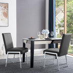 Modern Dining Chair Set of 2, Comfortable Dining Chair with Thick Cushions | Upholstered Leather Kitchen Side Chair with Metal Feet for Home, Kitchen, Living Room, Dining Room and Cafeteria, Black