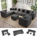 MONVANE Oversized Sectional Couch 10-Seat, Chenille, Gray | Sectional Couch for Living Room, Modular Cloud Sofa with Ottoman & 10 Throw Pillows, No Assembly Required