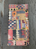 Rug Ottoman Bench, Upholstered Bench, Patchwork Bench, Bohemian Bench, Piano Bench, Entry Bench, Handmade Bench, Wood Bench, Bedroom Bench, Kitchen Bench, Dining Bench, Vintage Antique Bench
