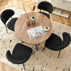 Homedot Kitchen Dining Table Set for 4, Modern Compact Round Dining Breakfast Dinner Table Chairs Set for Apartment Dining Room, Rustic Brown Table with Black Boucle Dining Side Chairs Set