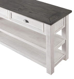 Martin Svensson Home Monterey Solid Wood Sofa Console Table, White & Grey | Farmhouse Style, Pine Wood, Two Drawers, Two Open Shelves for Storage
