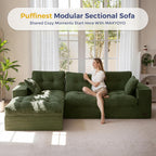 MAXYOYO Couch, 104-Inch L-Shaped Cloud Couch with Ottoman | Dark Green Upholstered Sofa Features Layered Cushions and Flexible Modules with No Assembly, Ideal for Modern Living Rooms.