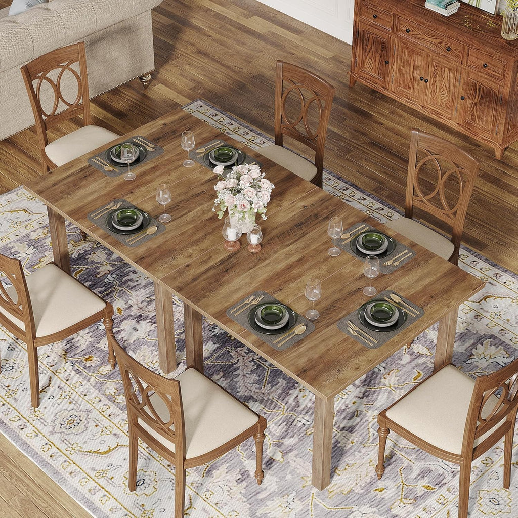 Tribesigns Wood Dining Table Modern Kitchen Table for Dining Room Living Room, 2-4 People Dining Room Table Square Dinner Tables with Wooden Legs Thick Top for Small Space, Grayish-Brown (Only Table)