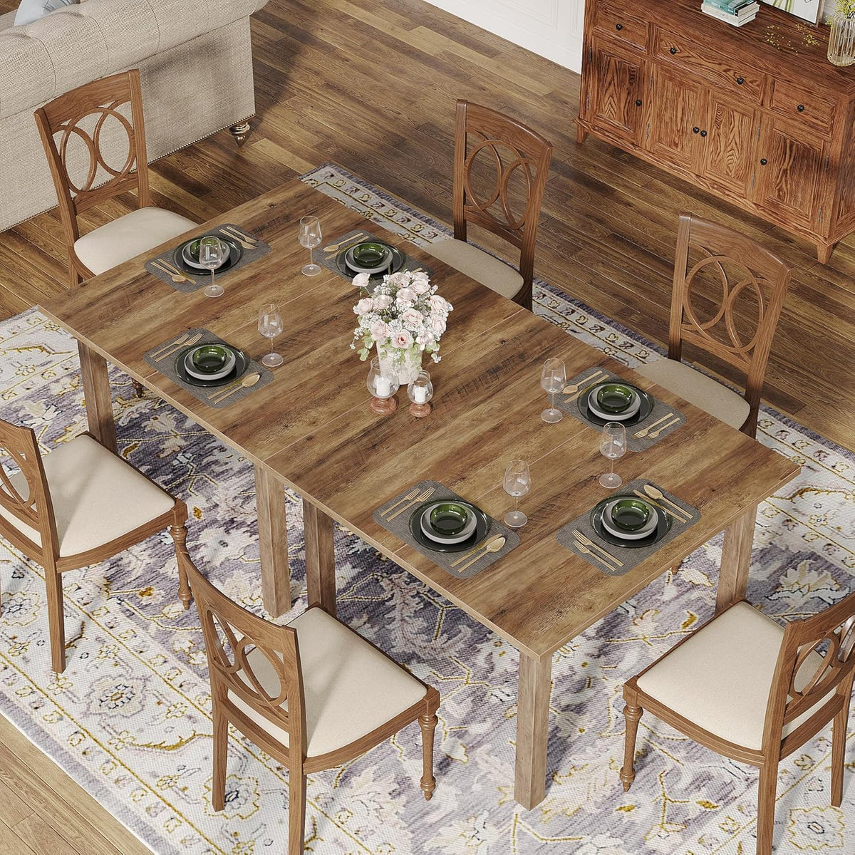 Tribesigns Wood Dining Table Modern Kitchen Table for Dining Room Living Room, 2-4 People Dining Room Table Square Dinner Tables with Wooden Legs Thick Top for Small Space, Grayish-Brown (Only Table)