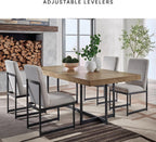 Signature Design by Ashley Tomtyn Dining Chair, Set of 2, Cushioned Polyester Side Chairs with Sturdy Metal Frame, Modern Urban Style for Kitchen or Dining Room, Light Beige & Gunmetal Gray