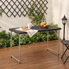 VECELO Folding Table 4 Ft, 3 Adjustable Height, Portable w/Handle, Black | Fold-in-Half, Heavy Duty, Space Saving, Plastic Utility Table, for Camping, Party, Dining, Indoor & Outdoor Use