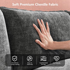 Marsail 110.6" Modular Sectional Sofa, 5-Seat Chenille Couch with Deep Seat, Ottoman & Throw Pillows, U-Shaped Couch for Living Room, Grey