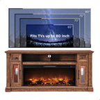 OKD 70" Farmhouse Fireplace TV Stand for TVs Up to 80", Reclaimed Barnwood | 42" Electric Fireplace, Color Changing Flame, 2 Open Cubbies, 2 Spacious Drawers, LED Glass Door Cabinets, Retro Handles