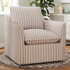 INZOY Swivel Accent Chair with Thick Padded Backrest Cushion, Swivel Reading Chair for Living Room Bedroom Small Spaces, Brown