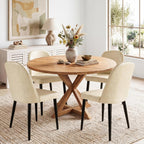 Leather Dining Chairs Set of 4, Modern Dining Room Chairs with Curved Backrest and Metal Legs Chenille Upholstered Fabric Kitchen Side Chair for Living Room, Restaurant, Cafe, Comedor, Leather, Beige