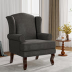 Lumibee High Back Accent Chair, Comfy Armchair with Solid Wood Legs for Living Room, Upholstered Accent Chair for Small Space, Single Sofa Reading Chairs for Office-Dark Gray
