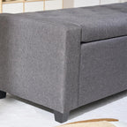 Storage Bench for Bedroom, 48.4'' End of Bed Grey Ottoman Lined Fabric Upholstered Shoe Bench for Entryway, Hallway, Bedroom, Cloakroom, Living Room, Grey.