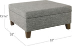 HomePop 32" Square Storage Ottoman - Slate Gray