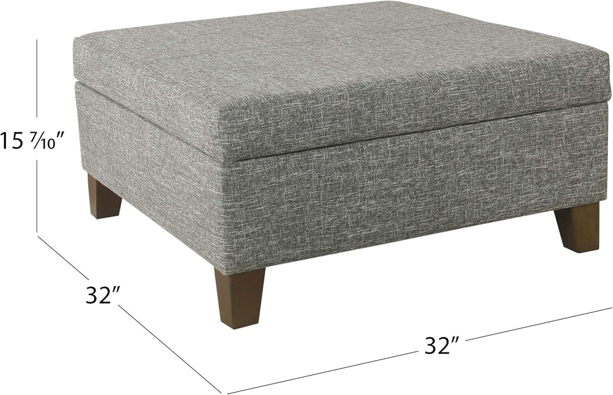 HomePop 32" Square Storage Ottoman - Slate Gray