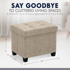 Ornavo Home Small Rectangle Storage Ottoman with Legs, 12x16x12, Tan/Taupe | Foot Rest Stool Seat; Holds Up to 600 lbs; Ideal for Living Room, Bedroom, Home Office or Dorm