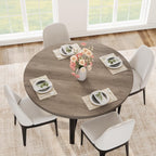 47 Inch Round Dining Table for 4-6 People, Modern Kitchen Table with Wood Metal Industrial Design, Circle Diner Table for Small Space Home Kitchen-Rustic Grey