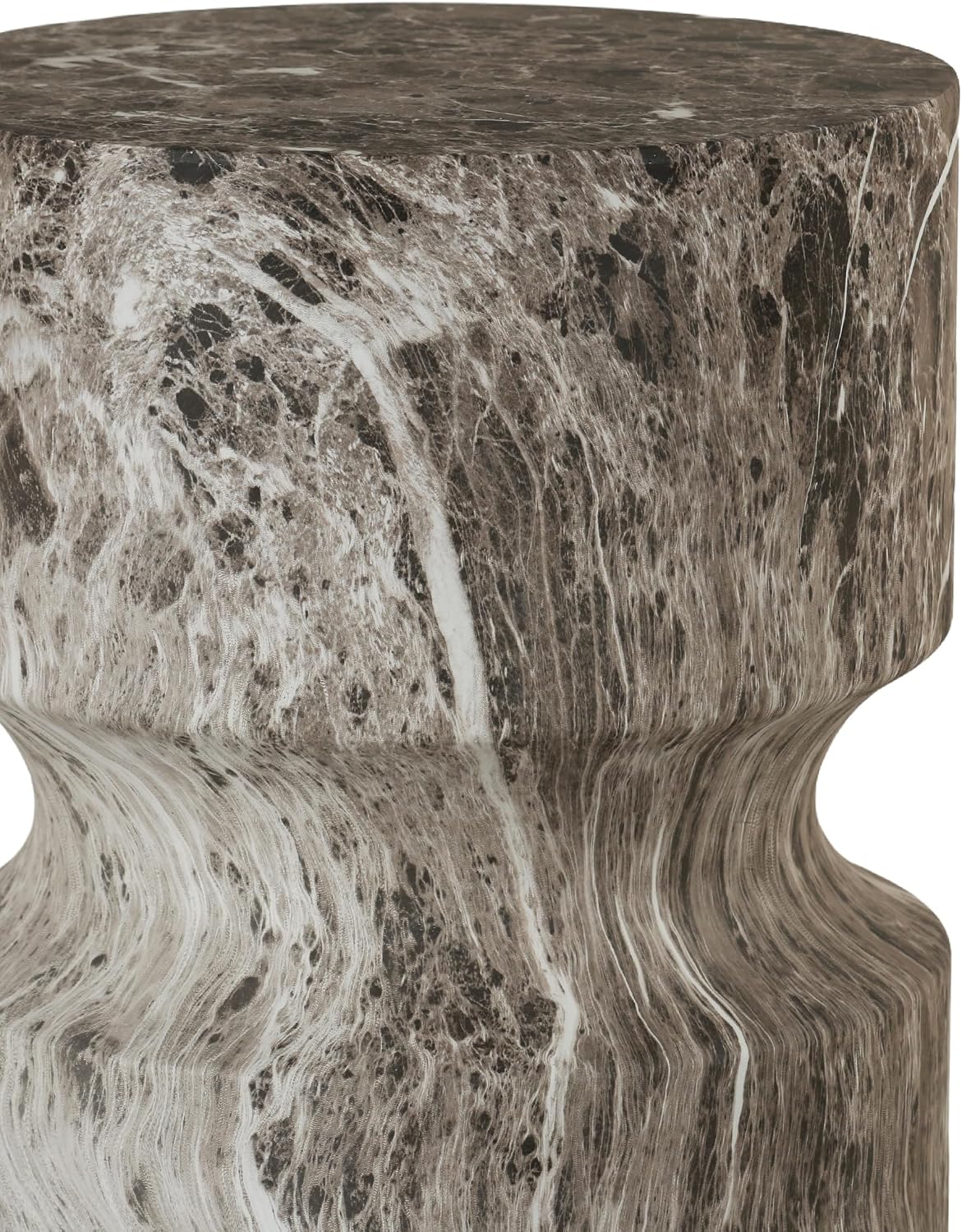 Modern End Table Cylindrical Side Table for Living Room,Farmhouse Nightstand with Faux Marble Texture and Magnesium Oxide Material for Small Space Living Room, Bedroom