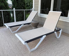PURPLE LEAF Lounge Chair Outdoor Set of 2 Chaise Lounge w/Wheels, Khaki | Quick & Easy Assembly, Quick-dry Mesh Keeps You Cool, UV-proof Weave Keeps Color Vivid, Rustproof Frame Lasts Years