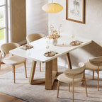 Tribesigns 47-Inch Dining Table for 4 People, Modern Kitchen Table with Wooden Legs, Dinner Table for Kitchen, Dining Room, Small Space, White and Brown