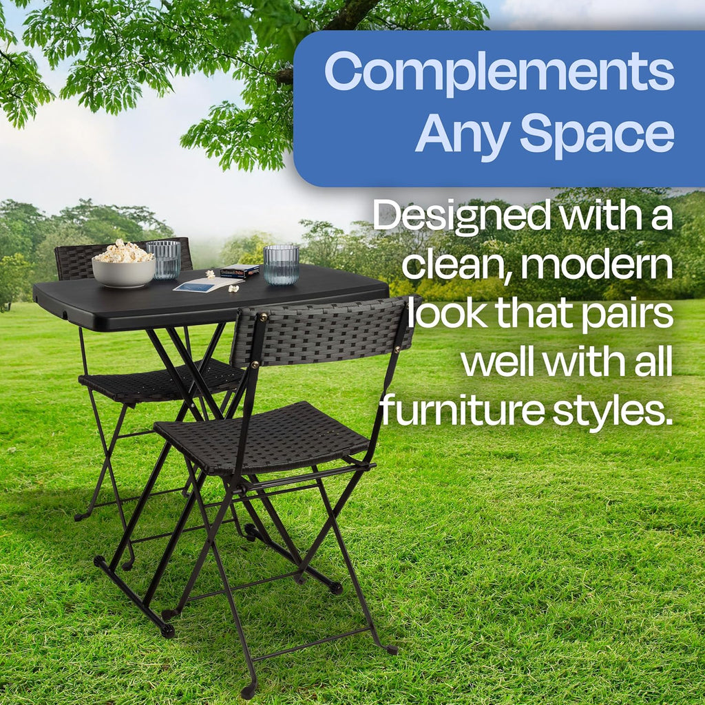 Lavish Home Portable Folding Tables Set of 2-2.5 Foot Indoor/Outdoor Portable Lightweight Small Tables with Adjustable Height - TV Trays Set of 2 for Laptop, Cards, Camping, Crafting, Party (Black)