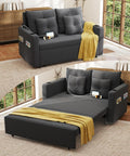 Krcix 3 in 1 Sofa Bed, 56" Convertible Pull Out Couch, Loveseat Sleeper | Multi-Function Couch Bed for Living Room, Small Space-Saving, Sleeper Couches with Storage Pocket, Cup Holder, Charcoal Grey
