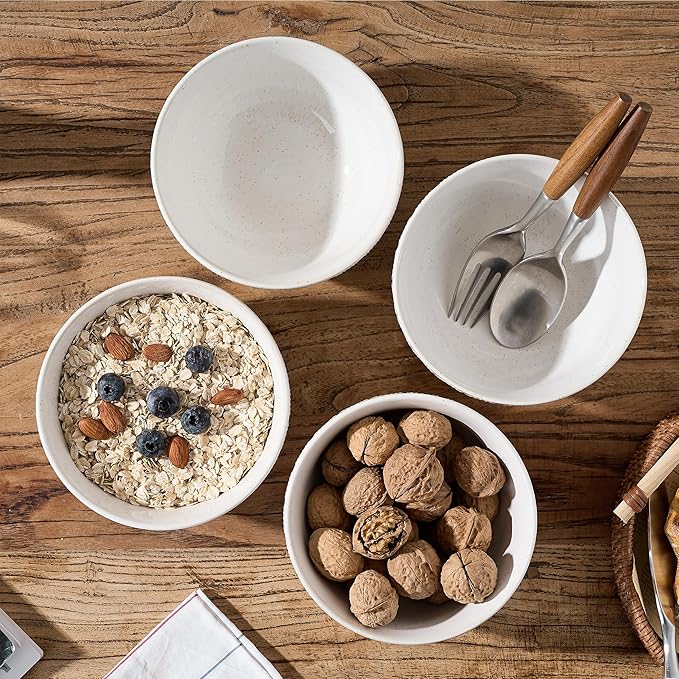 White Ceramic Bowls Set of 4, 25.3Fl Oz Pocerlain Soup Bowls 5.8" Cereal Bowls Rice Bowls for Kitchen, Serving Bowl Set for Entertaining, Dinner, Party - Housewarming Gift Idea