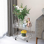 ONELUX (Flat Packed) Original Acrylic Side Table,Clear Table with Wheels,Acrylic Bedside Tables/Night Stand - 41×34×48H CM