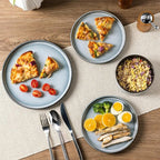 LERATIO Ceramic Dinnerware Sets for 4,Round Reactive Glaze Ceramic Plates and Bowls Set,Highly Chip and Crack Resistant | Dishwasher & Microwave Safe Dishes Set,Service for 4 (12pc)-Gray White