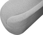 Meridian Furniture 119Grey Flair Collection Modern | Contemporary Boucle Fabric Upholstered Bench with Curved Back Design, Grey, 62" W x 23" D x 24" H