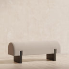 Maven Lane Juno Modern Wooden Upholstered Bench, Padded Seat for Kitchin Dining Room Table, Entryway Accent, or Window Seating in Refined Black Finish
