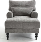 KEIKI Chaise Lounge Chair Indoor, Modern Leisure Sleeper Sofa Chair w/Double Deep Cushion, Accent Upholstered Reading Side Armchair, Recliner Arm Chairs for Living Room & Bedroom, Easy Assembly, Gray