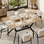 MECHYIN 55" Dining Table for 4-6, Industrial Kitchen Table with Spacious Storage Shelf, Sturdy Metal Frame Rectangle Dining Table for Dining Room, Small Apartments, Home Office