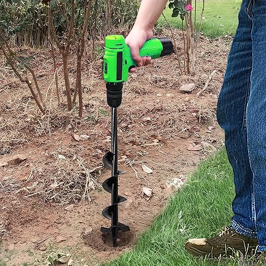 SYITCUN Auger Drill Bit for Planting - 4"X24" Heavy-Duty Auger Post Hole Digger for Fence- 3/8" Hex Drive Drill