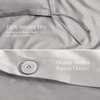 Bare Home 100% Organic Cotton Sateen Duvet Cover Set - 400 Thread Count - Smooth Sateen Weave - Warm & Luxurious - Duvet Cover (King/Cal King, Light Grey)