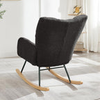 Adulto Bedroom Rocking Chair Indoor Outdoor Teddy Fabric Upholstered G,A3 | Ergonomic high back and armrests for comfort; soft teddy fabric upholstery with polyester fill; sturdy metal frame and r