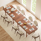 Fluted Dining Table for 6 to 10 People, 79'' Long Rustic Dinner Table with Drawers, Farmhouse Rectangular Wooden Tables for Kitchen, Dining Room, Living Room (Walnut)