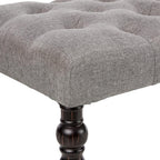 Roundhill Furniture Leviton Fabric Tufted Turned Leg Dining Bench, gray