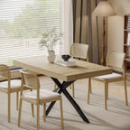 MECHYIN 55''-70.9'' Extendable Dining Room Table for 4-6-8, Rectangle Expandable Dining Table with Removable Leaves Space Saving, Kitchen Table with Hidden Storage for Kitchen Dining Room Office,Oak