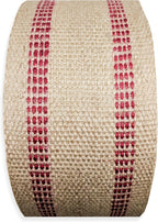 AK TRADING CO. Natural Jute Webbing (Burlap) 3.5 Inches X 72 Yards - Natural with Red Stripes for Reupholstering Couches, DIY Crafts, Bagels Boards and More