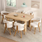EYYTHUNG Swivel Dining Chairs Set of 2, Mid Century Modern Boucle Dining Chairs with Arms and Wood Legs,Upholstered Kitchen Chairs for Kitchen, Dining Room, Living Room, White and Dark Oak