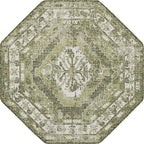 Unique Loom Outdoor Traditional Collection Area Rug - Valeria (5' 3" Octagon, Green/ Light Green)