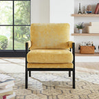 Roundhill Furniture Kelly Mid-Century Modern Chenille Upholstered Accent Armchair, Yellow