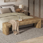 Tribesigns 71" Extra Long Entryway Bench, Modern Farmhouse Shoe Bench Wooden Indoor Seating with Layered Design for Hallway, End of Bed, Living Room, Sofa Back, Dining Room, Brown