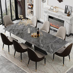 Telescoping Faux Marble Table 63-94.49" Adjustable Length 8-10 People Heavy Duty Carbon Steel Base for Kitchen Dining Room Family Party (62.99''-94.48'' Bonnes)