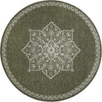 Unique Loom Outdoor Traditional Collection Area Rug - Antique (10' Round Green/Ivory)