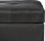 24" Storage Ottoman, Fabric Ottoman Foot Rest Stool with Hinged Lid, Tufted Rectangle Upholstered Footstool, Load Up to 350 lb, for Living Room, Bedroom, Dorm, Black