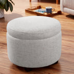 Evolur Vienna Ottoman in Fog Grey, Made from Sturdy and Sustainable FSC-Certified Wood, Comes with A Comforting Footrest, Compact Ottomans, Ottomans for Living Room