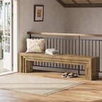 Tribesigns 71" Extra Long Entryway Bench, Modern Farmhouse Shoe Bench Wooden Indoor Seating with Layered Design for Hallway, End of Bed, Living Room, Sofa Back, Dining Room, Brown
