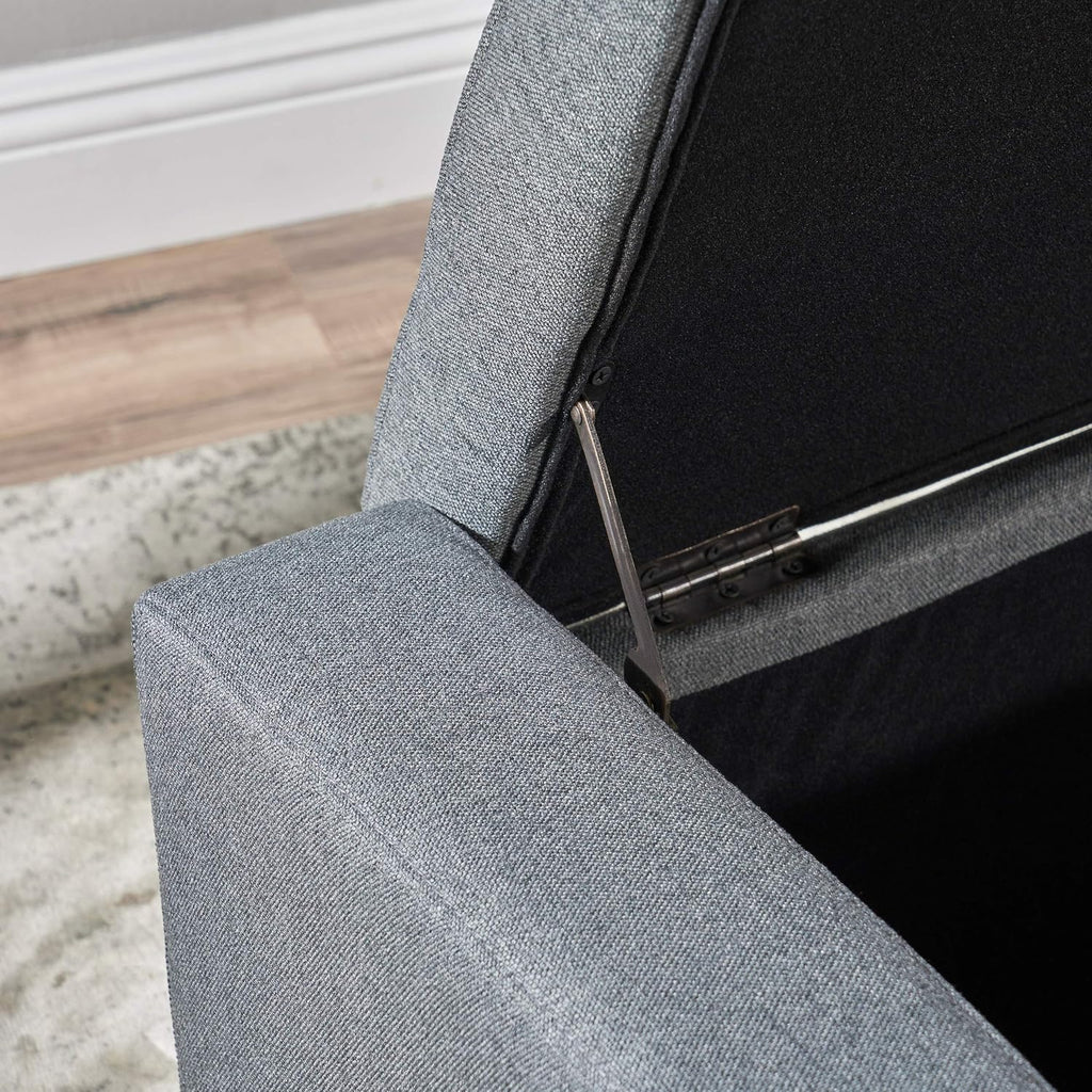 Christopher Knight Home Guernsey Fabric Storage Ottoman, Charcoal 20x50.25x16.75 inches